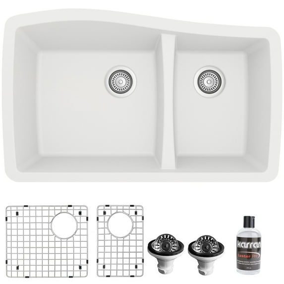 Karran Usa Qu-721-Pk1 Quartz Qu 33-1/2" Undermount Double Basin Quartz Composite Kitchen