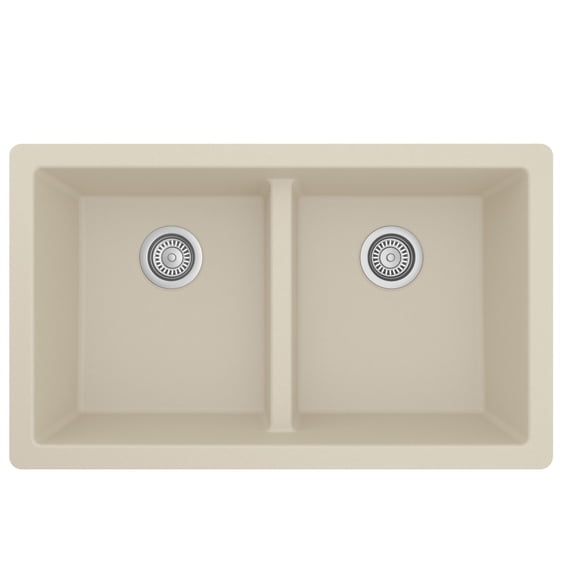 Karran Usa QU-810-BI 32" Undermount Double Equal Bowl Quartz/Granite Kitchen Sink - Beige