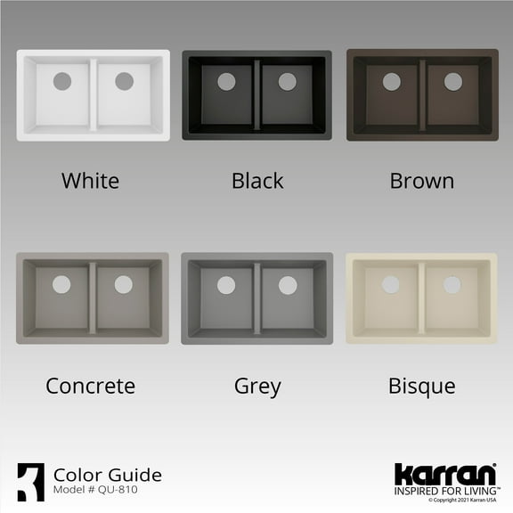 Karran Usa QU-810-BR 32" Undermount Double Equal Bowl Quartz/Granite Kitchen Sink - Brown