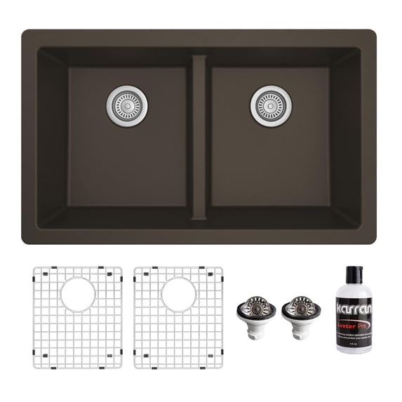 Karran Usa QU-810-BR-PK1 Quartz Qu 32" Undermount Double Basin Quartz Composite Kitchen