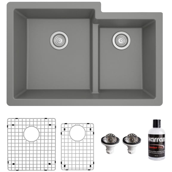 Karran Usa QU-811-GR-PK1 Quartz Qu 32" Undermount Double Basin Quartz Composite Kitchen