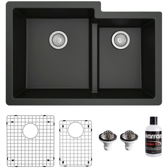 Karran Usa QU-811-BL-PK1 Quartz Qu 32" Undermount Double Basin Quartz Composite Kitchen