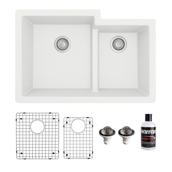 Karran Usa QU-811-WH-PK1 Quartz Qu 32" Undermount Double Basin Quartz Composite Kitchen