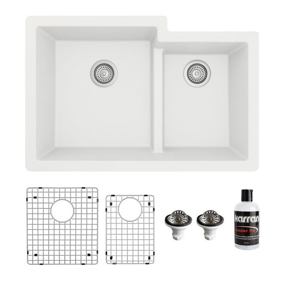 Karran Usa Qu-811-Pk1 Quartz Qu 32" Undermount Double Basin Quartz Composite Kitchen Sink