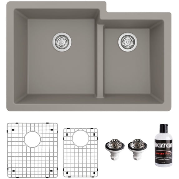 Karran Usa QU-811-CN-PK1 Quartz Qu 32" Undermount Double Basin Quartz Composite Kitchen
