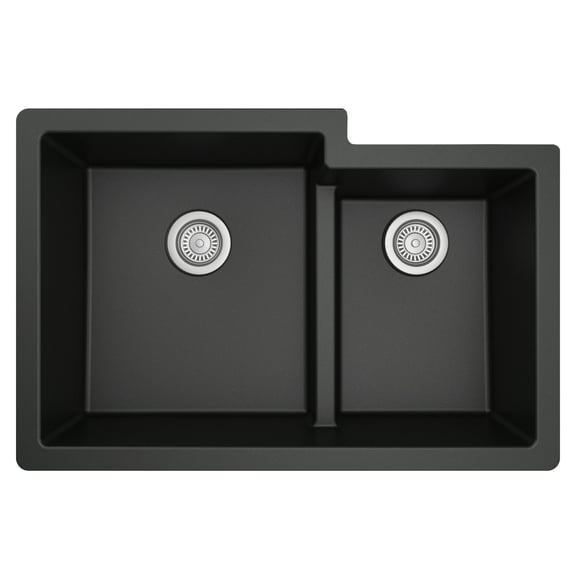Karran Usa QU-811-BL Quartz Qu 32" Undermount Double Basin Quartz Composite Kitchen Sink -