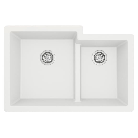 Karran Usa QU-811-WH Quartz Qu 32" Undermount Double Basin Quartz Composite Kitchen Sink -