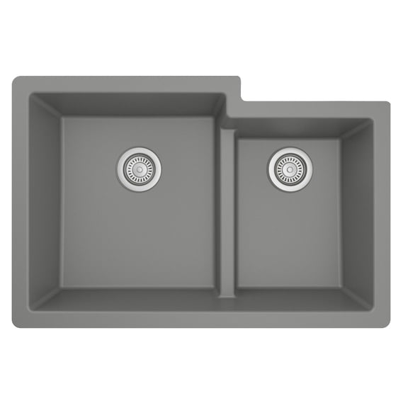 Karran Usa QU-811-GR Quartz Qu 32" Undermount Double Basin Quartz Composite Kitchen Sink -