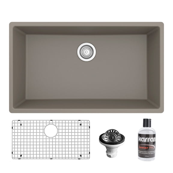 Karran Usa QU-812-CN-PK1 Quartz Qu 32-1/4" Undermount Single Basin Quartz Composite