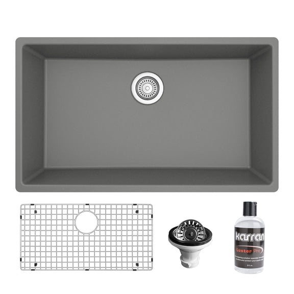 Karran Usa QU-812-GR-PK1 Quartz Qu 32-1/4" Undermount Single Basin Quartz Composite