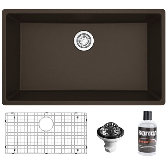 Karran Usa QU-812-BR-PK1 Quartz Qu 32-1/4" Undermount Single Basin Quartz Composite