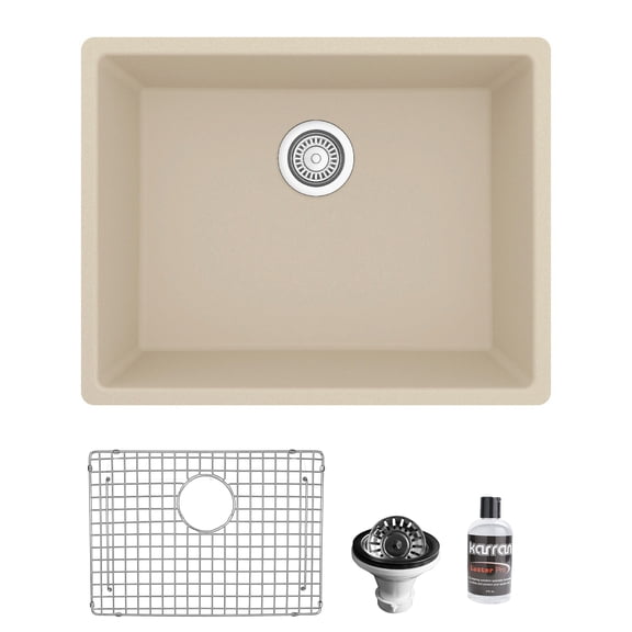 Karran Usa QU-820-BI-PK1 Quartz Qu 24-3/8" Undermount Single Basin Quartz Composite