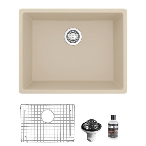 Karran Usa QU-820-BI-PK1 Quartz Qu 24-3/8" Undermount Single Basin Quartz Composite