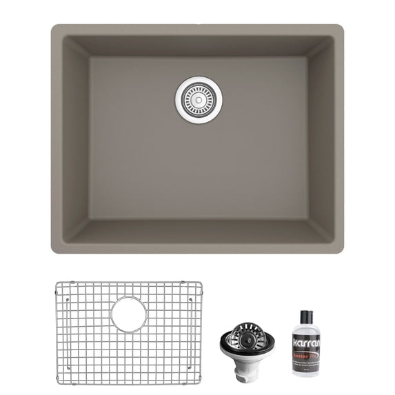 Karran Usa QU-820-CN-PK1 Quartz Qu 24-3/8" Undermount Single Basin Quartz Composite