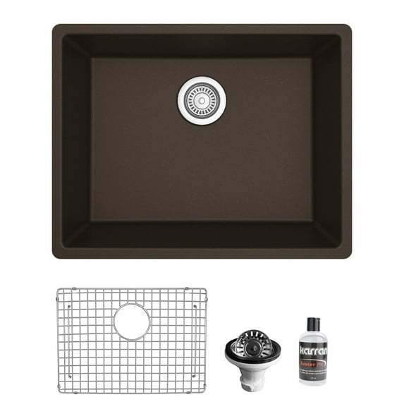 Karran Usa QU-820-BR-PK1 Quartz Qu 24-3/8" Undermount Single Basin Quartz Composite