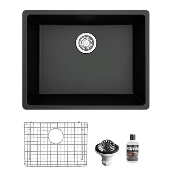 Karran Usa QU-820-BL-PK1 Quartz Qu 24-3/8" Undermount Single Basin Quartz Composite