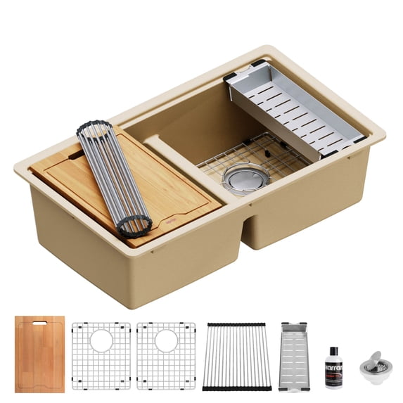 Karran Usa QUWS-880-BI 32-1/2" Undermount Double Basin Quartz Composite Kitchen Sink -
