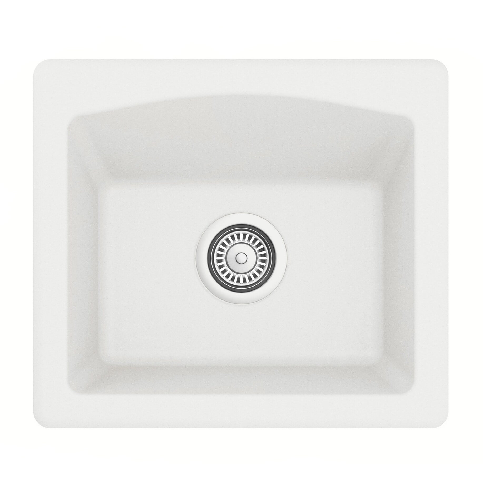 White Quartz Composite Single Bowl Drop-in Kitchen Sink