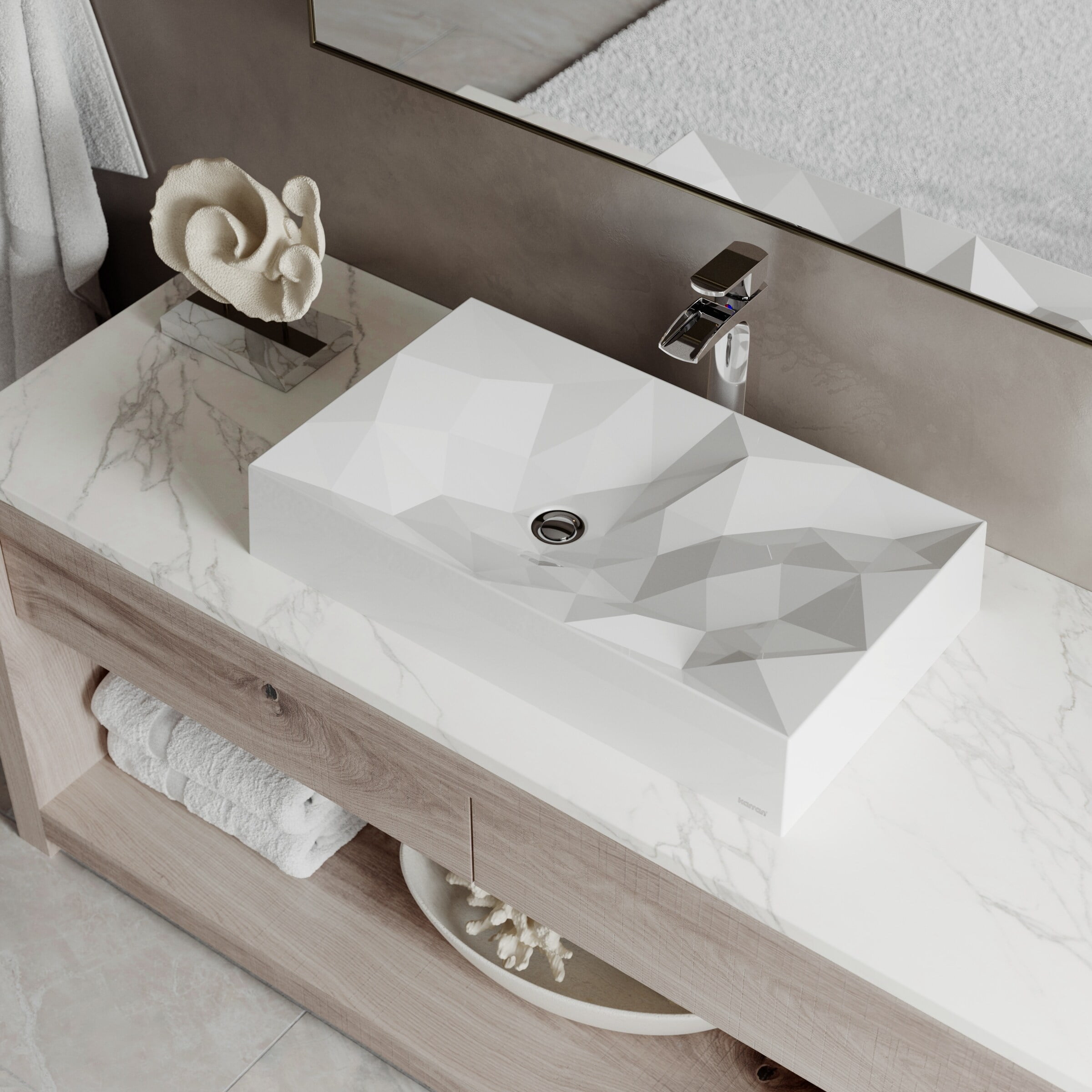 Karran Usa SQS400WH Sternhagen 28-1/8" Rectangular Quartz Composite Vessel Bathroom Sink -