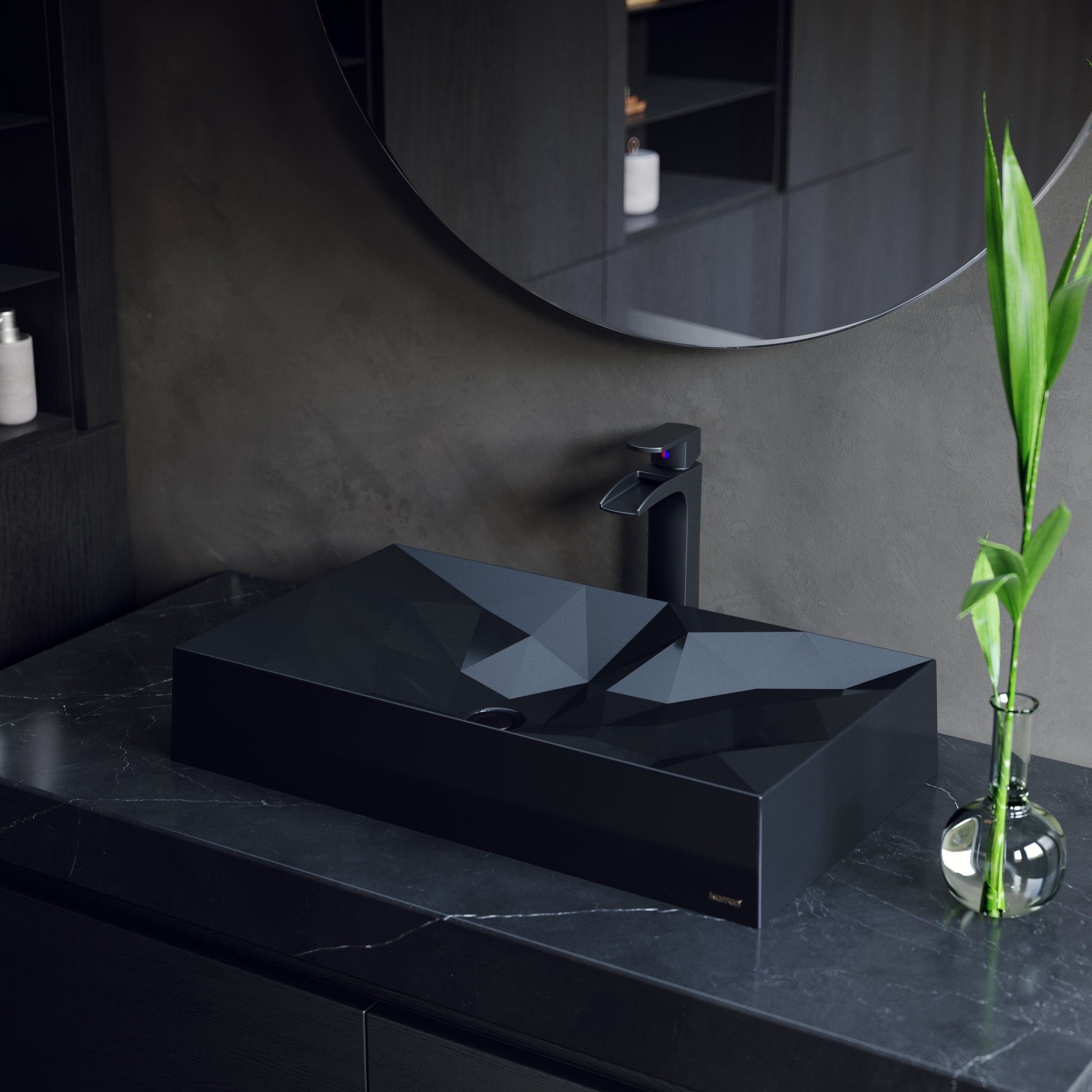 Karran Usa Sqs400 Sternhagen 28-1/8" Black Rectangular Quartz Composite Vessel Bathroom Sink