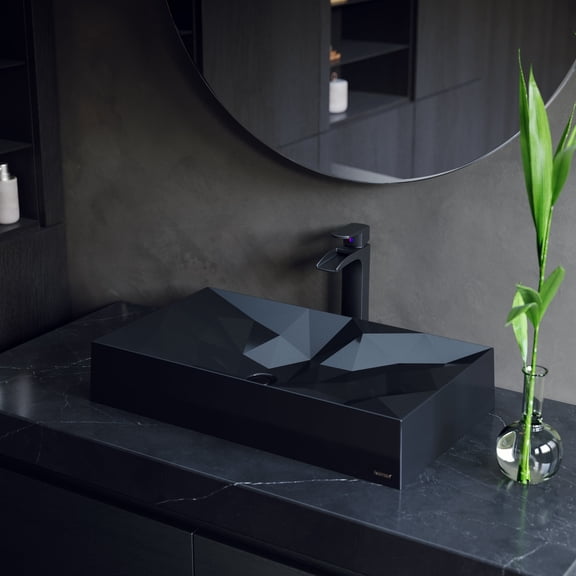 Karran Usa Sqs400 Sternhagen 28-1/8" Black Rectangular Quartz Composite Vessel Bathroom Sink