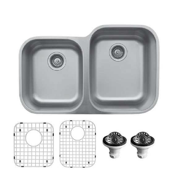 Karran Usa U-6040L-Pk1 U Series 31-1/2" Undermount Double Basin Stainless Steel Kitchen