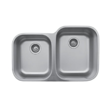 Karran Usa U-6040L U Series 31-1/2" Undermount Double Basin Stainless Steel Kitchen Sink -