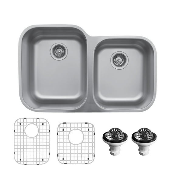 Karran Usa U-6040R-Pk1 U Series 31-1/2" Undermount Double Basin Stainless Steel Kitchen