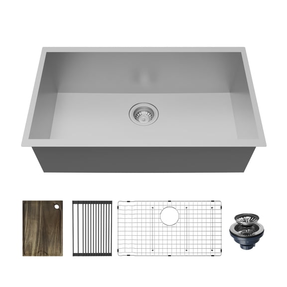 Karran Usa UUMSB3022-PK1 Fusion 30-1/2" Undermount Single Basin Stainless Steel Kitchen