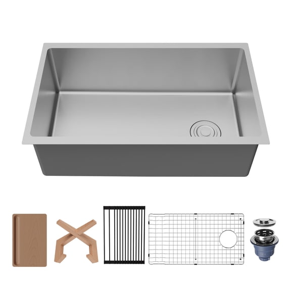 Karran Usa UUMSB3032-PK1 Fusion 30" Undermount Single Basin Stainless Steel Kitchen Sink -