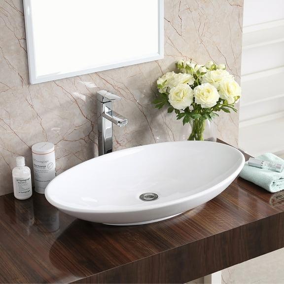 Karran Usa Vc-303 Valera 27" Oval Vitreous China Vessel Bathroom Sink - White