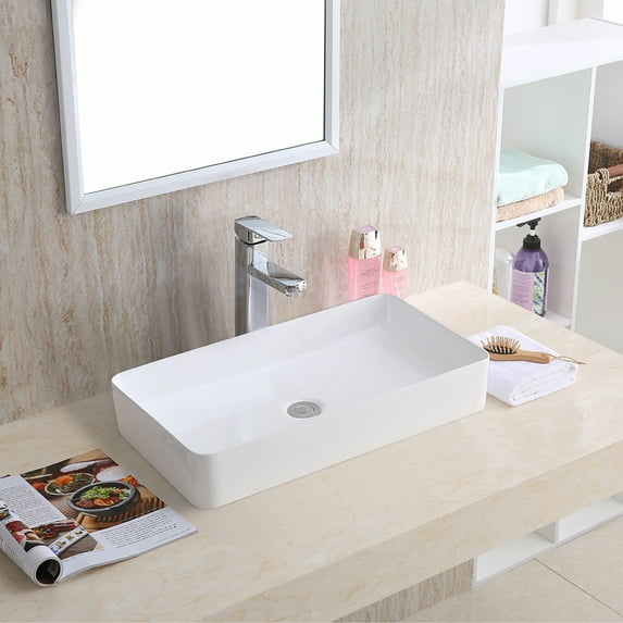 Karran Usa Vc-506 Valera 24-1/4" Rectangular Vitreous China Vessel Bathroom Sink - White