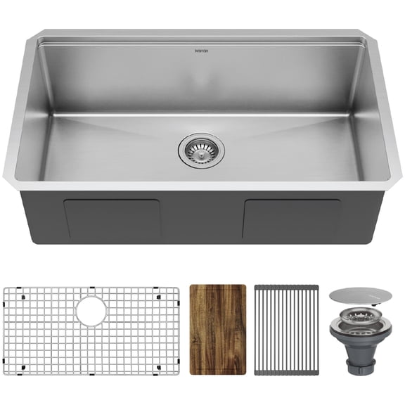 Karran Usa WS-37-PK5 Elite Workstation 32" Rear-Drain Undermount Single Basin Stainless