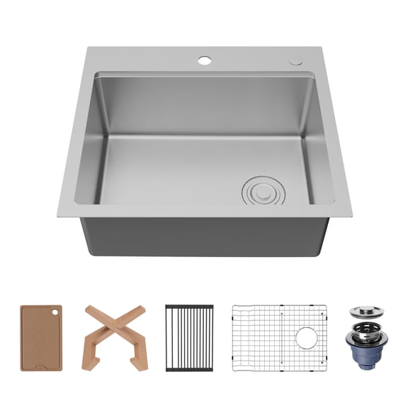 Karran Usa WSTMSB2533-PK1 Fusion 25" Drop In Single Basin Stainless Steel Kitchen Sink -
