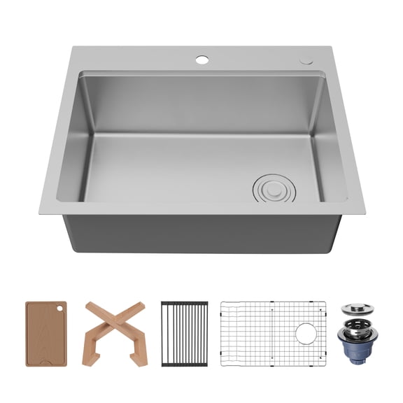 Karran Usa WSTMSB2833-PK1 Fusion 28" Drop In Single Basin Stainless Steel Kitchen Sink -
