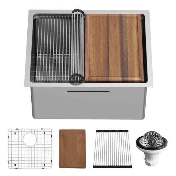 Karran Usa WS-33-PK1 Elite Workstation 23" Undermount Single Basin Stainless Steel Kitchen