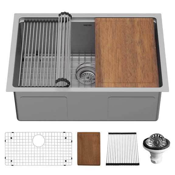 Karran Usa WS-34-PK1 Elite Workstation 27" Undermount Single Basin Stainless Steel Kitchen