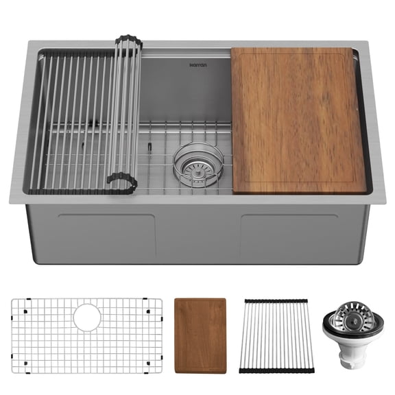 Karran Usa WS-35-PK1 Elite Workstation 30" Undermount Single Basin Stainless Steel Kitchen