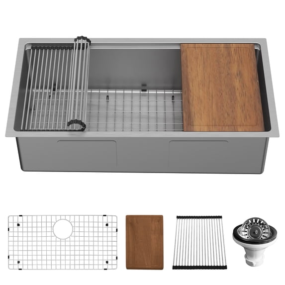 Karran Usa WS-38-PK1 Elite Workstation 36" Undermount Single Basin Stainless Steel Kitchen