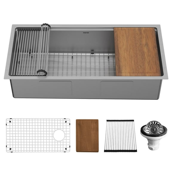 Karran Usa WS-39-PK1 Elite Workstation 39" Undermount Single Basin Stainless Steel Kitchen