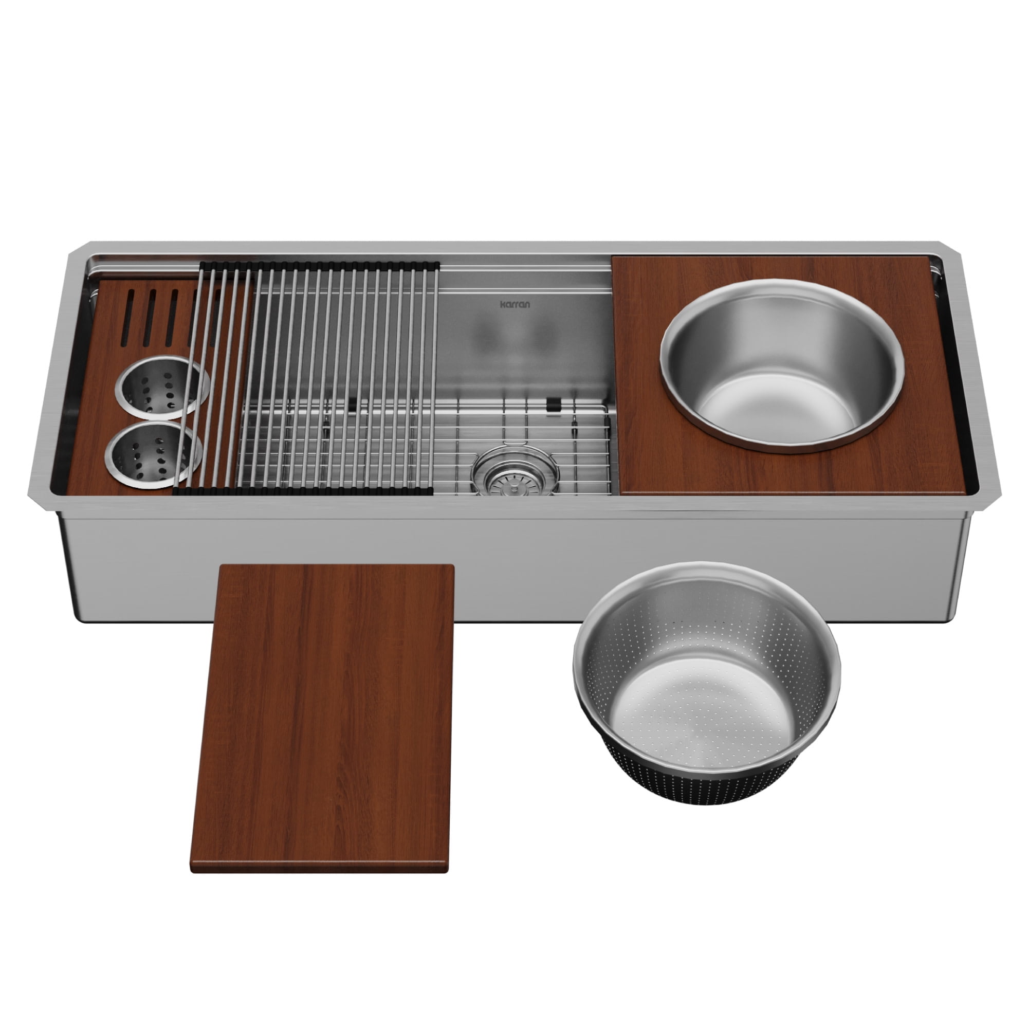 Karran Usa Ws-90-Pk1 Elite Workstation 45" Farmhouse Single Basin Stainless Steel Kitchen