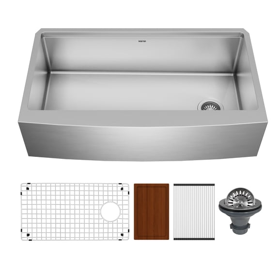 Karran Elite WSA-46-PK1 Apron Front Farmhouse 36" Single Bowl Stainless Steel Workstation Sink