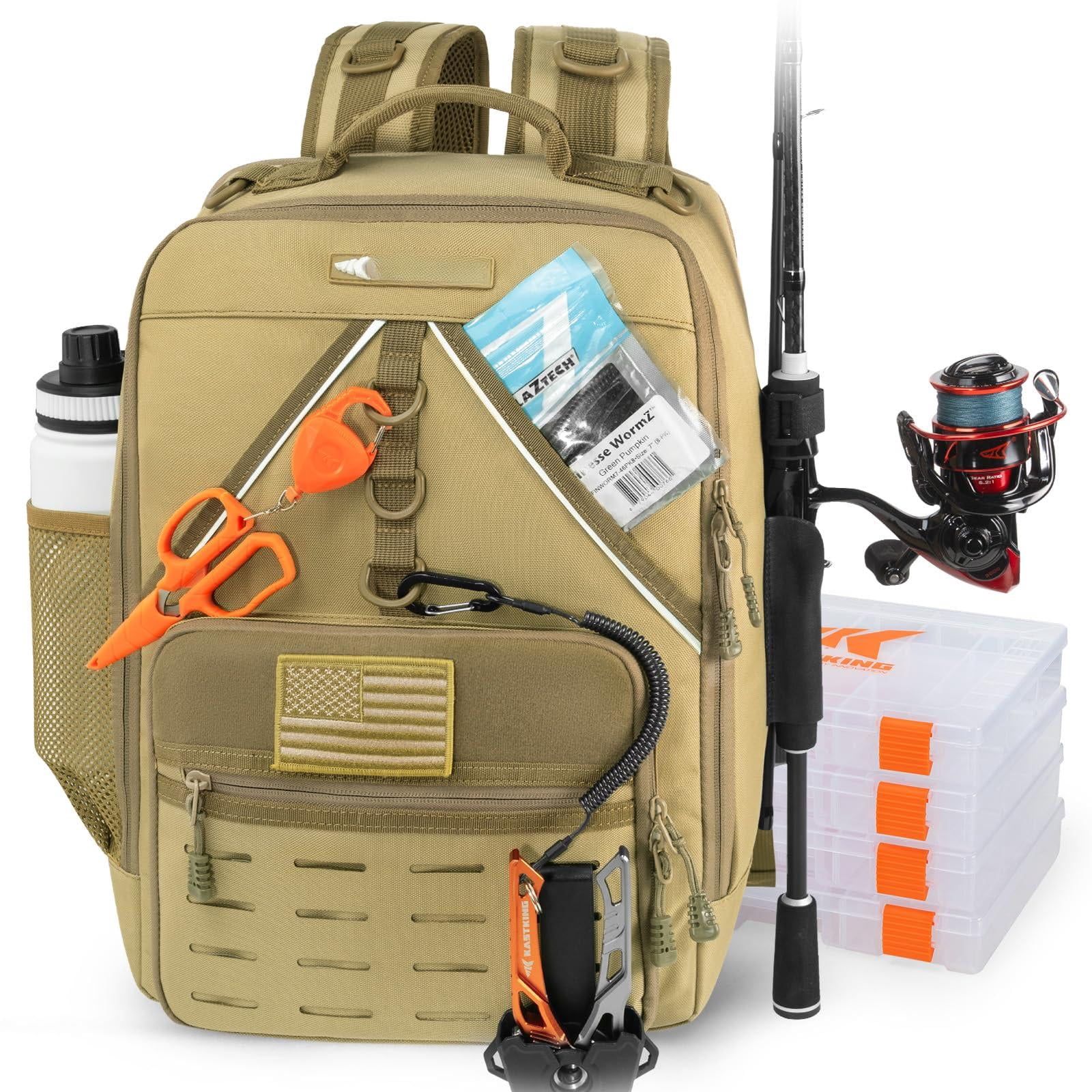 Karryall Fishing Tackle Backpack With Rod Holder 4 Boxes 40/26l Bag Storage Gear And Equipment