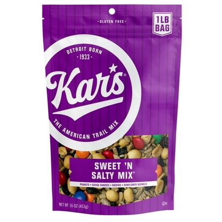 Kar’s Sweet ’N Salty Mix, 16 oz Bag – Gluten-Free Trail Mix with Peanuts, Raisins, Cocoa Candies, and Sunflower Kernels