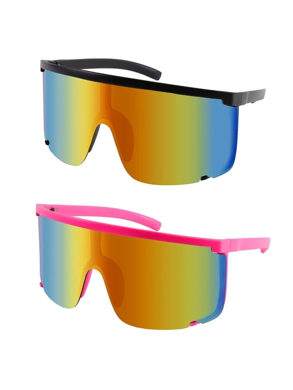 Vision Shield Sunglasses for Men Women Oversized Neon 80s 90s Visor Shades Sports Style Outdoor Cycling Ski K5030