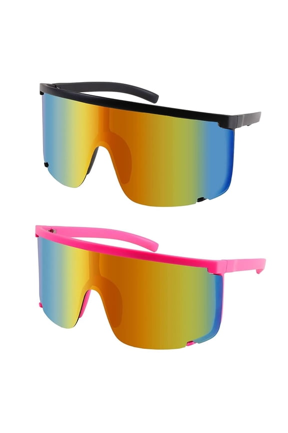 Vision Shield Sunglasses for Men Women Oversized Neon 80s 90s Visor Shades Sports Style Outdoor Cycling Ski K5030