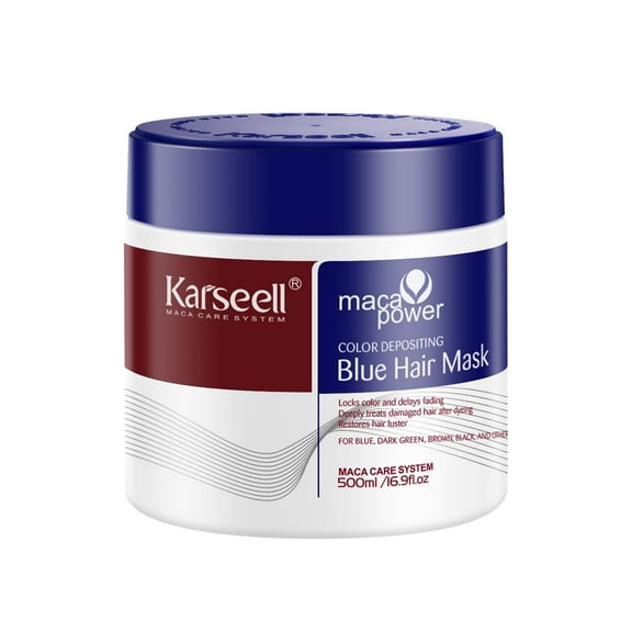 Karseell Blue Hair Color Depositing Mask, Deep Conditioner Treatment Intensely Hydrating, Refreshes Color & Tone 500ml/16.9oz
