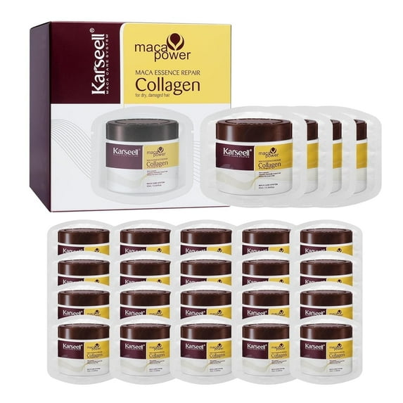 Karseell Collagen Hair Treatment Deep Repair Conditioning Argan Oil Collagen Hair Mask Essence for Dry Damaged Hair All Hair Types 10ml/ 0.34oz(24 packs)