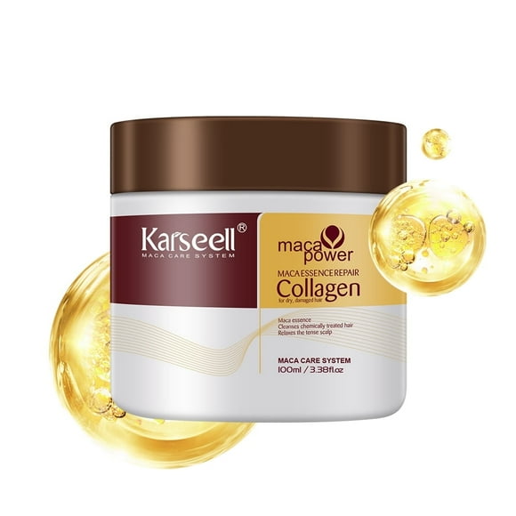 Karseell Collagen Hair Treatment Deep Repair Conditioning Argan Oil Collagen Hair Mask Essence for Dry Damaged Hair All Hair Types, 3.38floz 100ml
