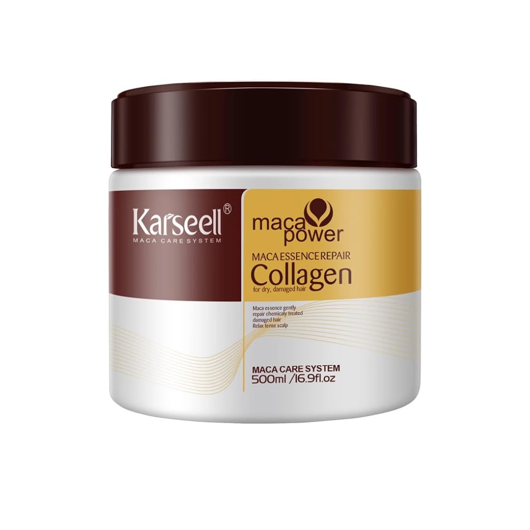 Karsell Hair Mask Collagen Hair Treatment: Deep Repair Conditioning Argan Oil Collagen Hair Mask Essence for Dry, Damaged Hair - Suitable for All Hair Types - 16.9oz (500ml)